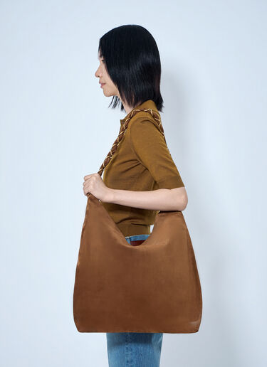 Saint Laurent Amalia Suede Shoulder Bag Brown sla0263086