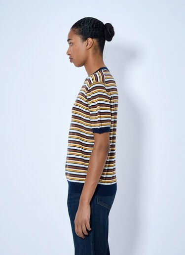 LN-CC® - Prada: Striped Knit T-Shirt - Blue Prada Striped Knit T-Shirt Blue pra0265905