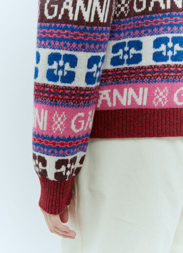Logo Jacquard Wool Cardigan GANNI Logo Jacquard Wool Cardigan Red gan0255030