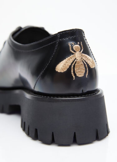 Gucci Bee Leather Lace-Up Shoes Black guc0255064