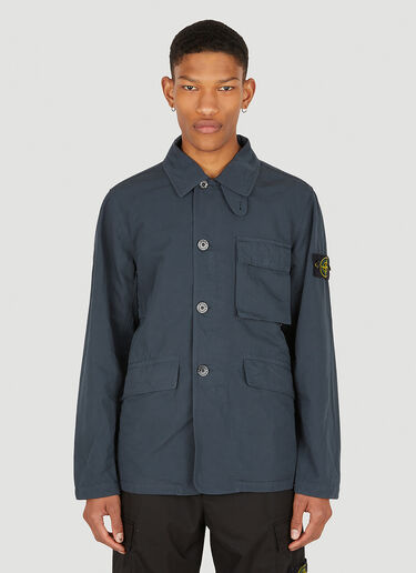 Stone Island Compass Patch Convertible Collar Jacket Blue sto0148030