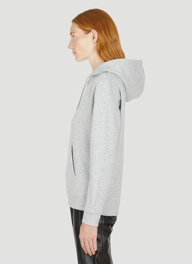 Saint Laurent Logo Embroidered Hooded Sweatshirt Grey sla0249020