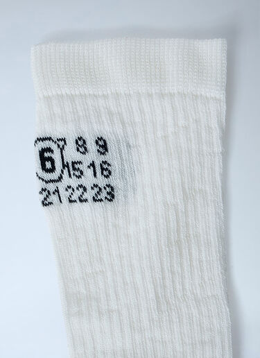 MM6 Maison Margiela Ribbed Knit Knee-High Socks White mmm0264013