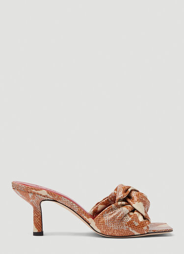 BY FAR Lana Snake-Print Heeled Mules Brown byf0245027