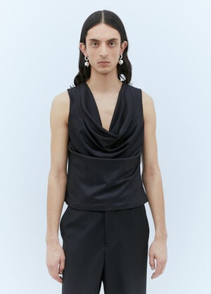 Aaron Esh Draped Wool Top Black ash0154002