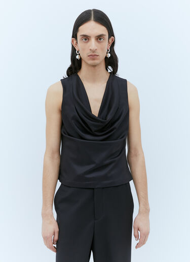 Aaron Esh Draped Wool Top Black ash0154005