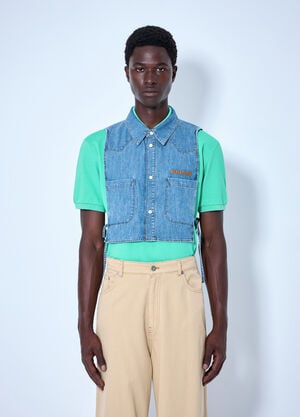 Miu Miu Cropped Chambray Tie Shirt Light Blue miu0165012