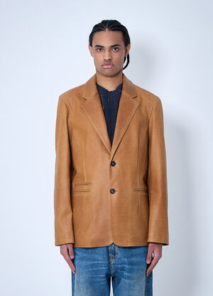 Homme Plissé Issey Miyake Leather Openning Blazer Black hmp0160007