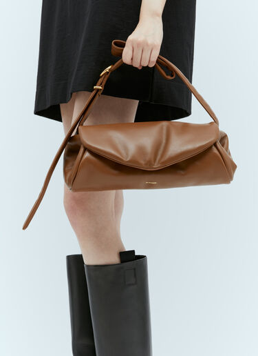 Jil Sander ラージ カノーロ パデッドショルダーバッグ ブラウン jil0255034