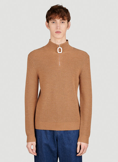 JW Anderson Half Zip Knit Sweater Beige jwa0154013