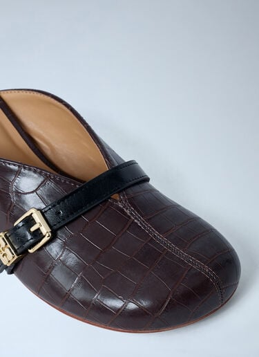 Sue Croc-Embossed Heeled Mules GANNI Sue Croc-Embossed Heeled Mules Brown gan0262017