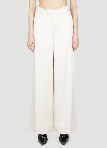 Saint Laurent Satin Wide Leg Pants White sla0252015