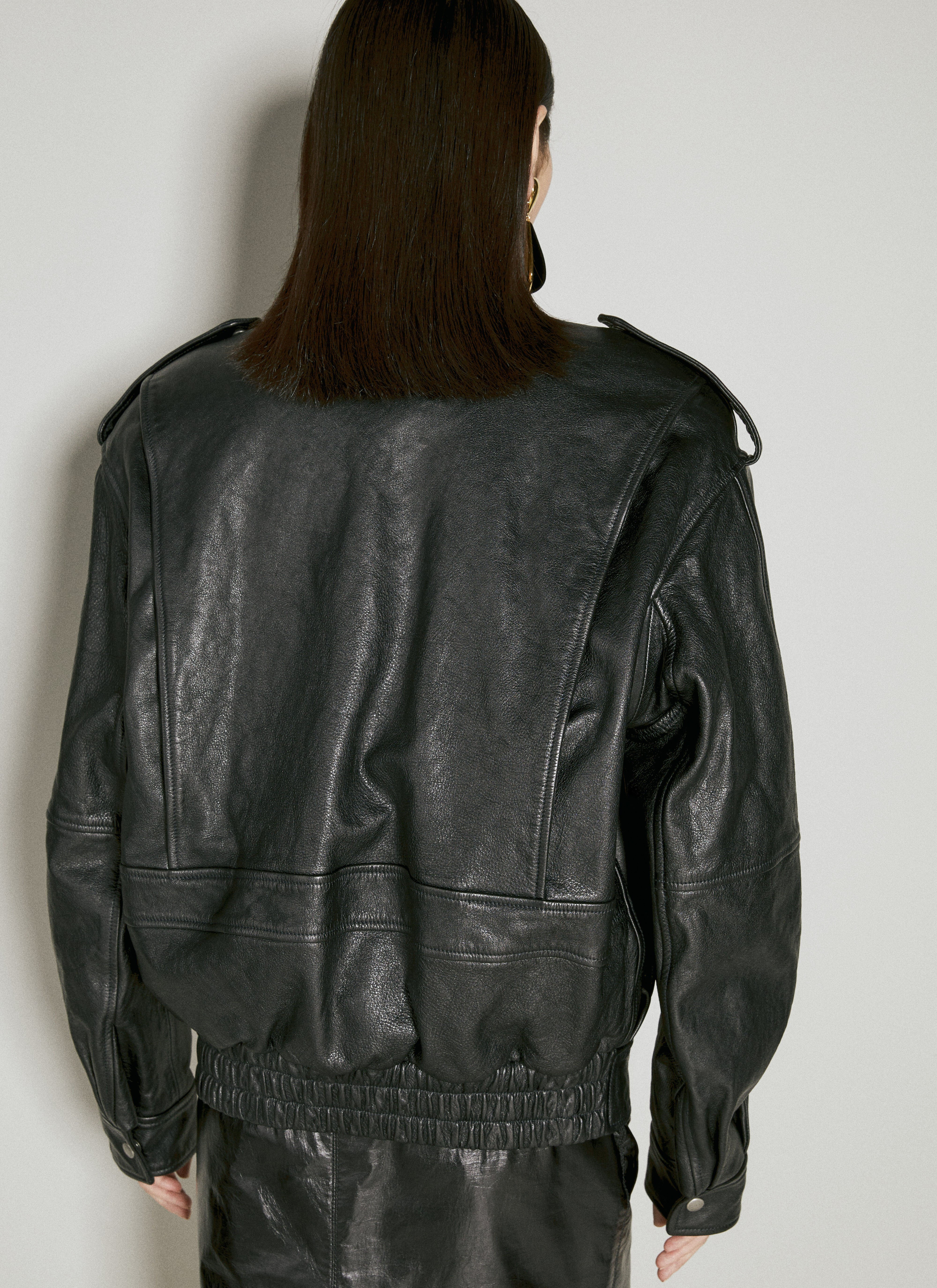 Saint Laurent Oversized Leather Jacket in Black fur Damen LN CC