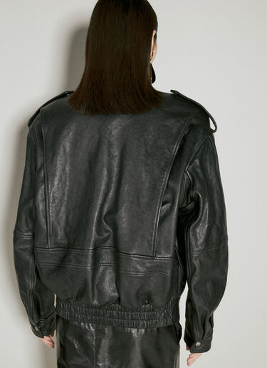 Saint Laurent Oversized Leather Jacket Black sla0254034