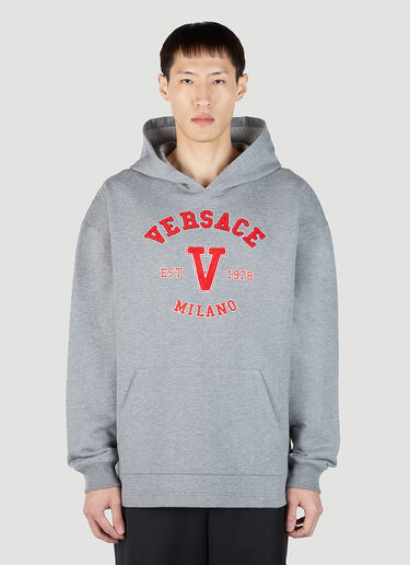 Versace Varsity 徽标贴饰连帽运动衫 灰色 ver0151012