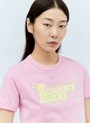 Gucci Graphic Applique T-Shirt Pink guc0255056