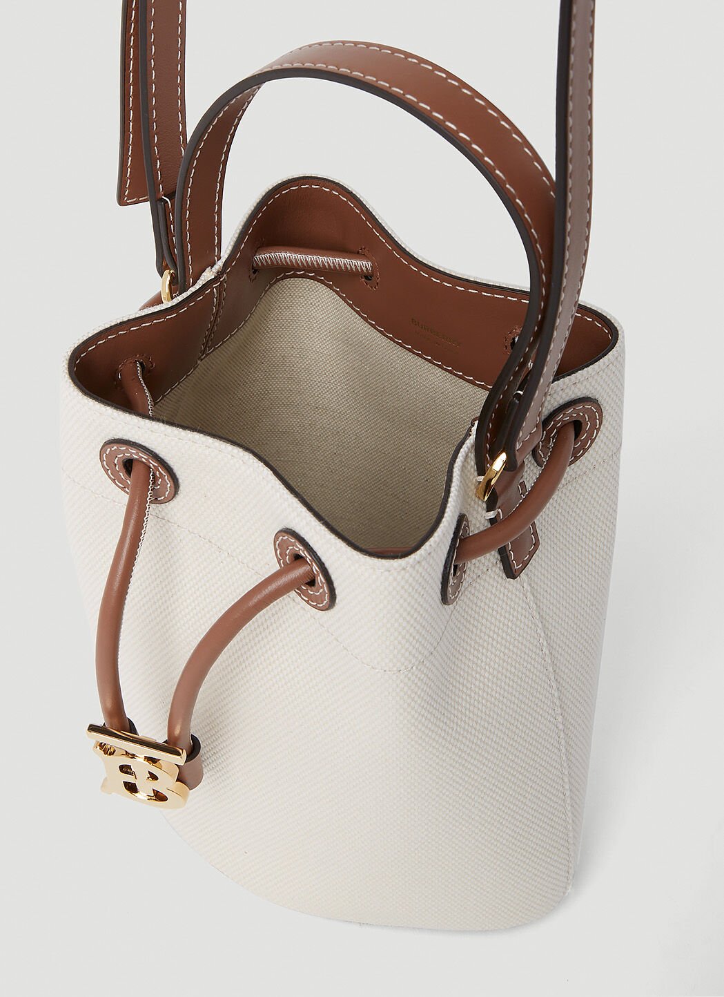 Burberry Women s Mini TB Bucket Bag in Natural LN CC
