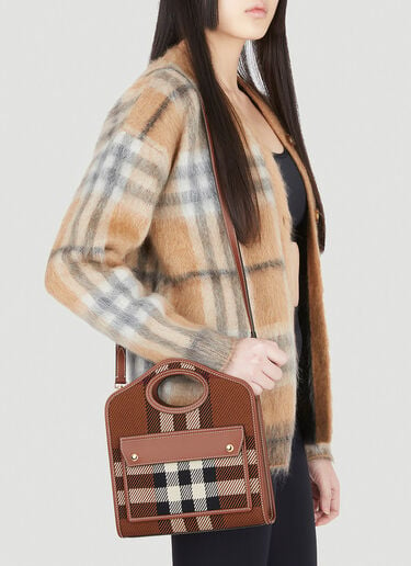 Burberry Pocket Check Mini Shoulder Bag Brown bur0247081
