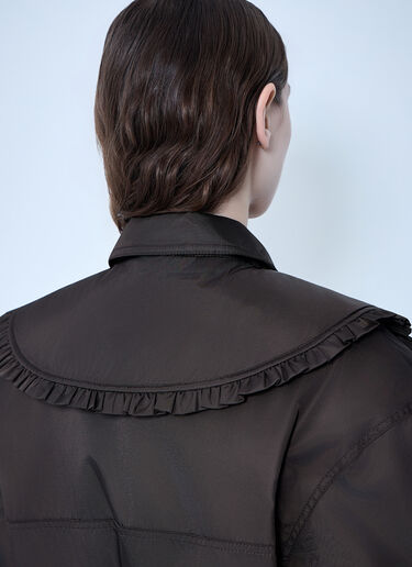 GANNI Duchesse Nylon Bomber Jacket Dark Brown gan0263026