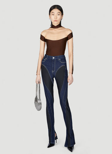 Mugler Structured Contrast Panel Jeans Dark Blue mug0251061