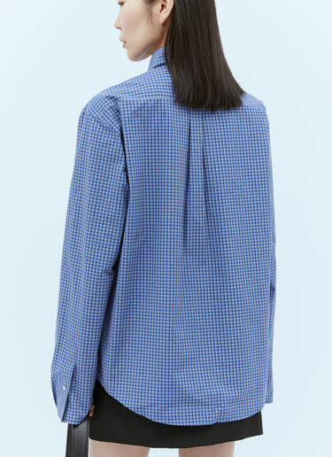 Miu Miu Logo Embroidery Checked Shirt Blue miu0356003
