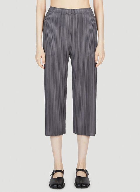 Pleats Please Issey Miyake Cropped Pleated Pants Black plp0254005