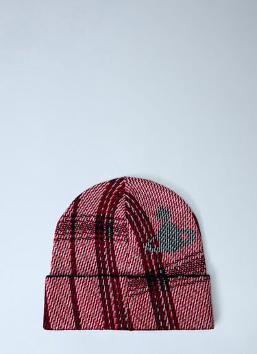 LN-CC® - Vivienne Westwood: Check Knit Beanie - Red Vivienne Westwood Check Knit Beanie Red vvw0166020