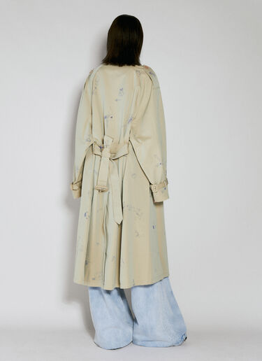 VETEMENTS Scribbled Trench Coat Beige vet0254003