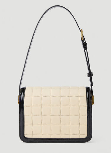Saint Laurent Logo Plaque Quilted Shoulder Bag Cream sla0251142
