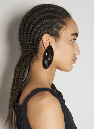 Oval Logo Plaque Earrings Balenciaga Oval Logo Plaque Earrings Black bal0255088