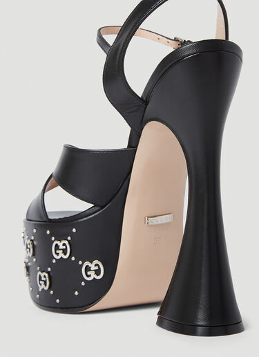 Gucci Interlocking G Stud Platform Sandals Black guc0251160