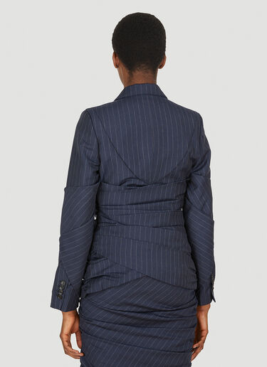 Lourdes Pinstripe Ruched Blazer Blue lou0249008