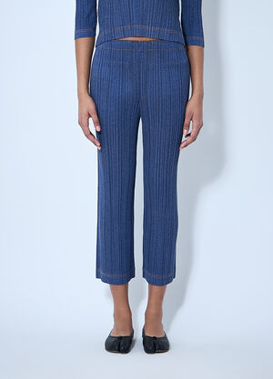 Pleats Please Issey Miyake Crop Pleated Pants Blue plp0260011