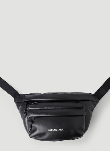 Balenciaga Puffy Logo Print Belt Bag Black bal0348005