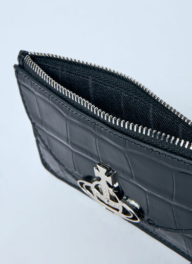 Vivienne Westwood Half Moon Croc-Embossed Card Holder Black vvw0259027