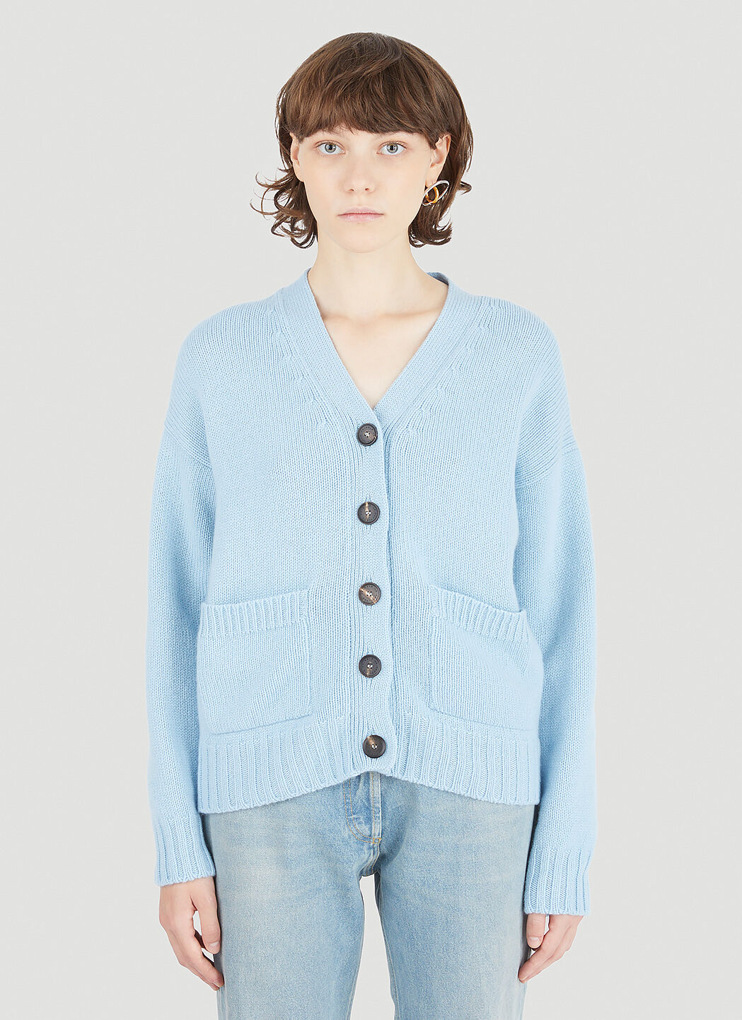 Light blue knit top cardigan