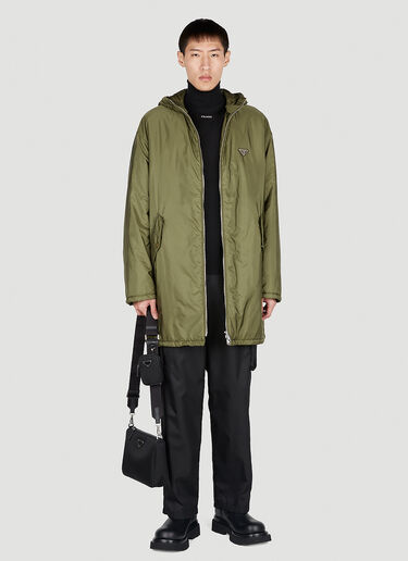 Prada Logo Plaque Coat Olive pra0152027