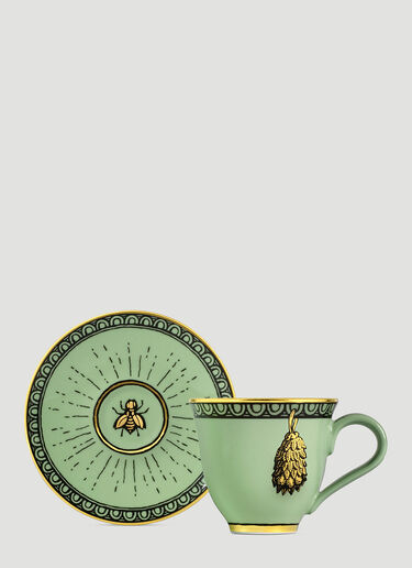 Gucci Set of Two Odissey Demitasse Cups with Saucers Green wps0690079