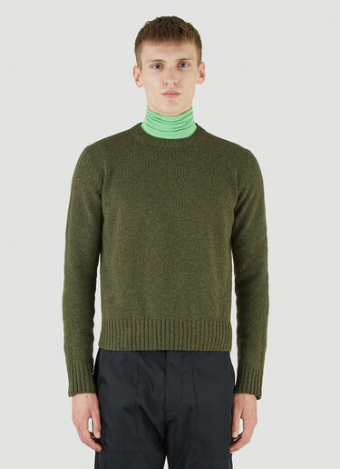 Prada Crewneck Wool-Knit Sweater Green pra0145013