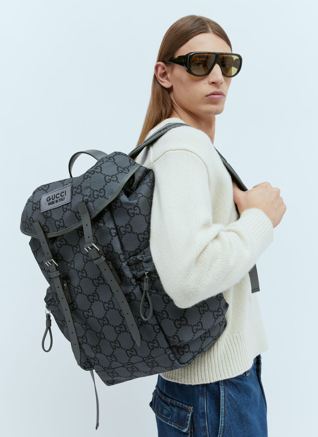 Shop Gucci Gg Backpack In Grey