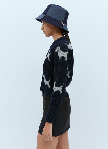 Thom Browne Hector 嵌花绞花针织毛衣 藏蓝色 thb0254002