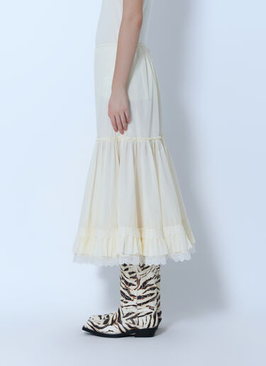 LN-CC® - GANNI: Lace Ruffle Midi Skirt - Cream GANNI Lace Ruffle Midi Skirt Cream gan0266015