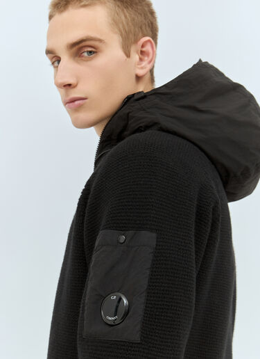 C.P. Company Nylon Hood Wool Cardigan Black pco0158002