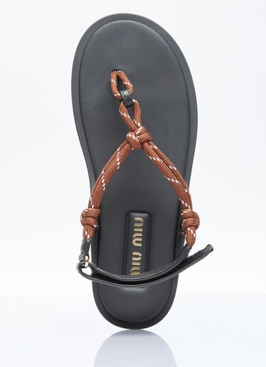Miu Miu Riviere Cord And Leather Sandals Brown miu0256048