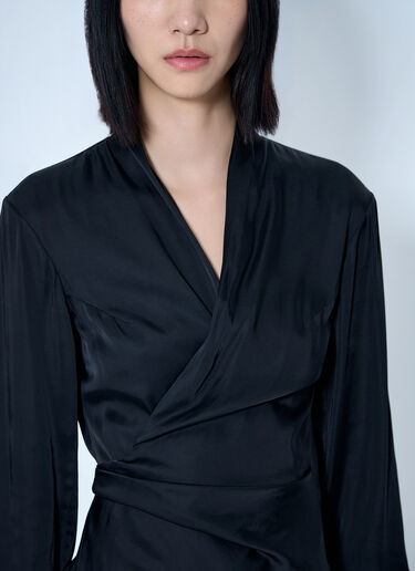 LN-CC® - Rick Owens: Laura Satin Wrap Top - Black Rick Owens Laura Satin Wrap Top Black ric0265013