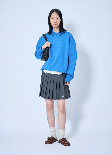 LN-CC® - Miu Miu: Logo Motif Sweatshirt - Light Blue Miu Miu Logo Motif Sweatshirt Light Blue miu0265008