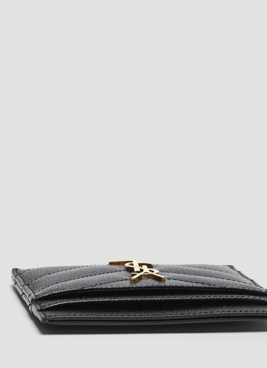 Saint Laurent Monogram Grain de Poudre Matelassé Card Case Black sla0229037