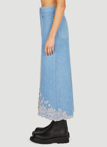 Rabanne Embroidered Denim Skirt Blue pac0252005