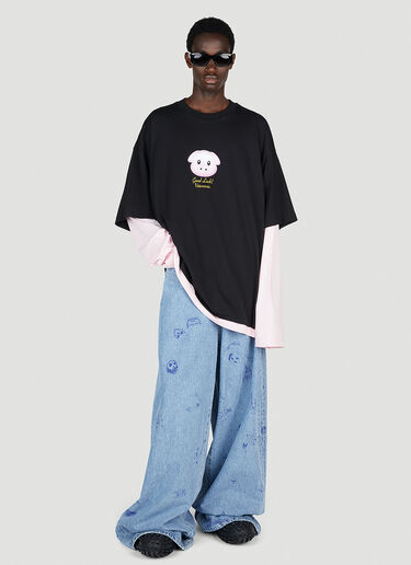 Vetements 스크리블 배기 진 라이트 블루 vet0154008