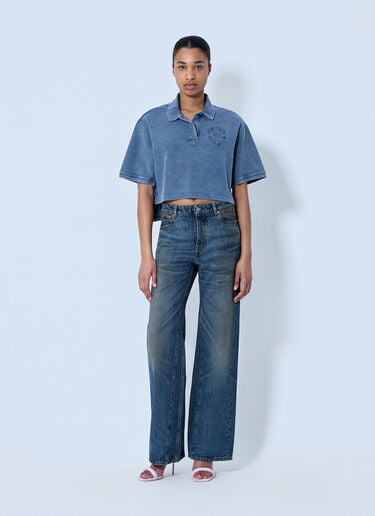 Alexander Wang Cropped Piqué Polo T-Shirt Blue awg0264007